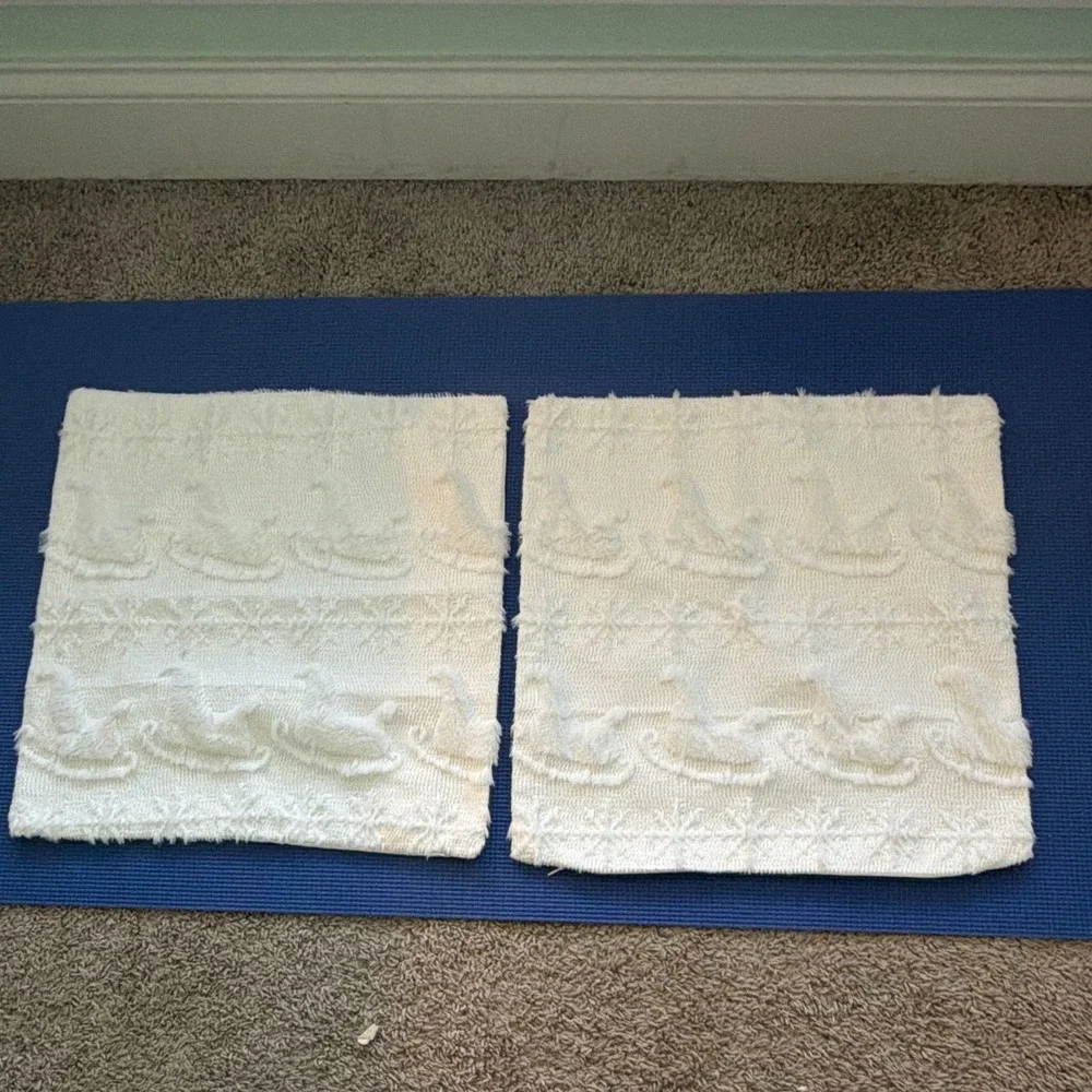 Lot of 5 Christmas White & Gold Christmas theme Embroidered soft pillow covers